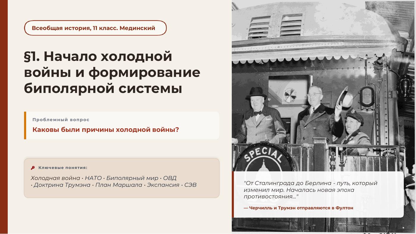 Начало холодной войны и формирование биполярной системы — полный комплект