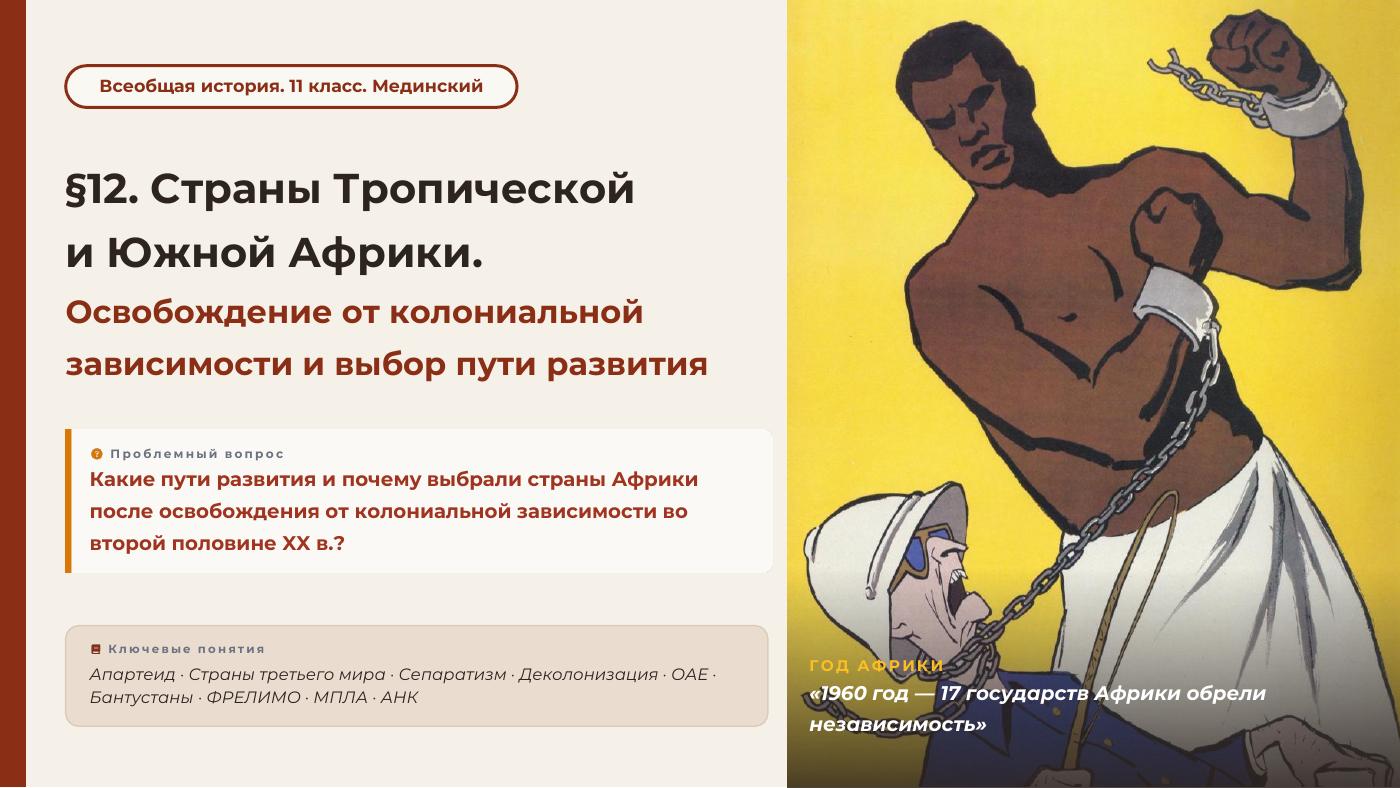 Страны Тропической и Южной Африки. Освобождение от колониальной зависимости и выбор пути развития — полный комплект
