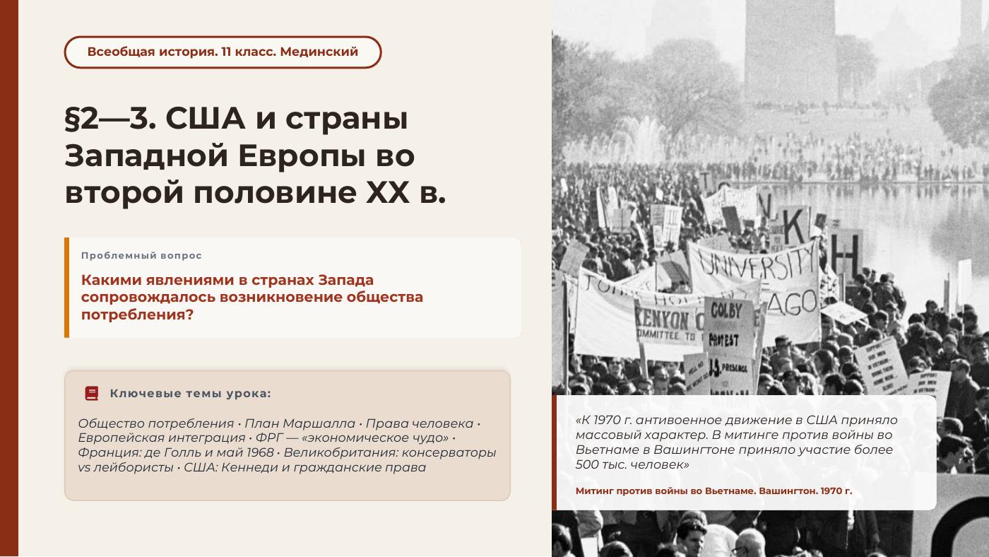 США и страны Западной Европы во второй половине XX в. — полный комплект