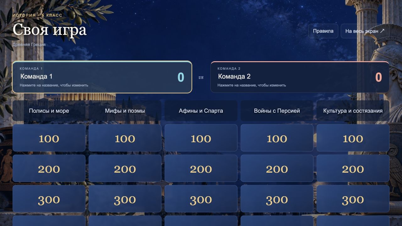 Древняя Греция — своя игра