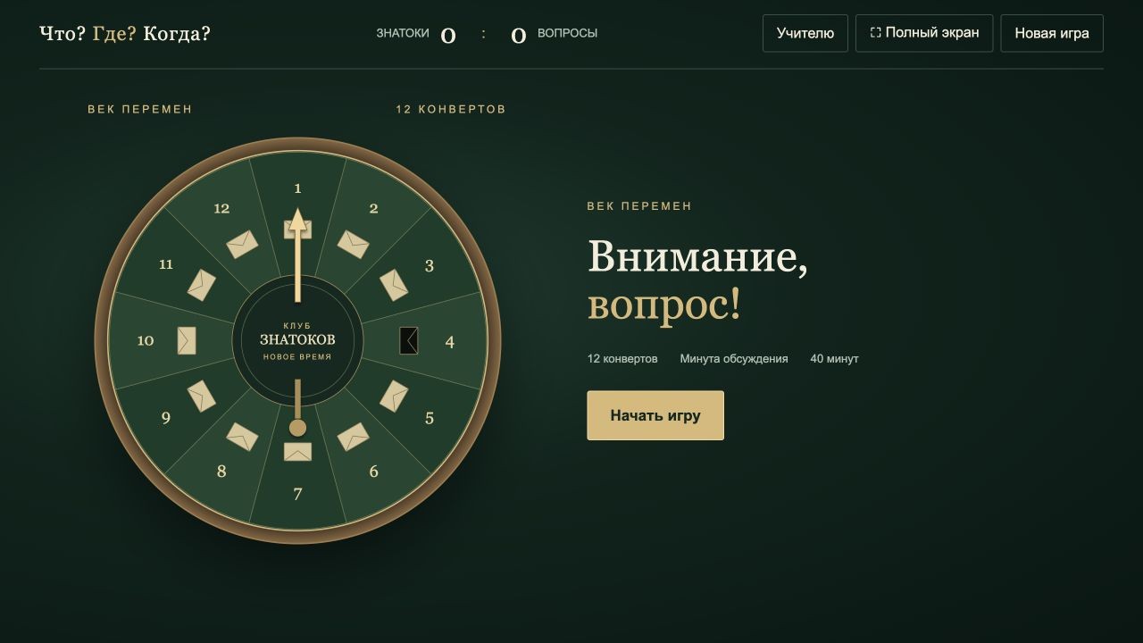 Век перемен — что? где? когда?