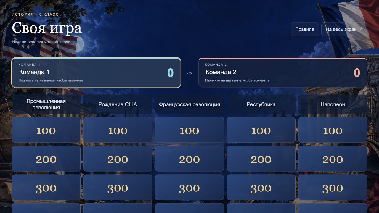 Начало революционной эпохи — своя игра