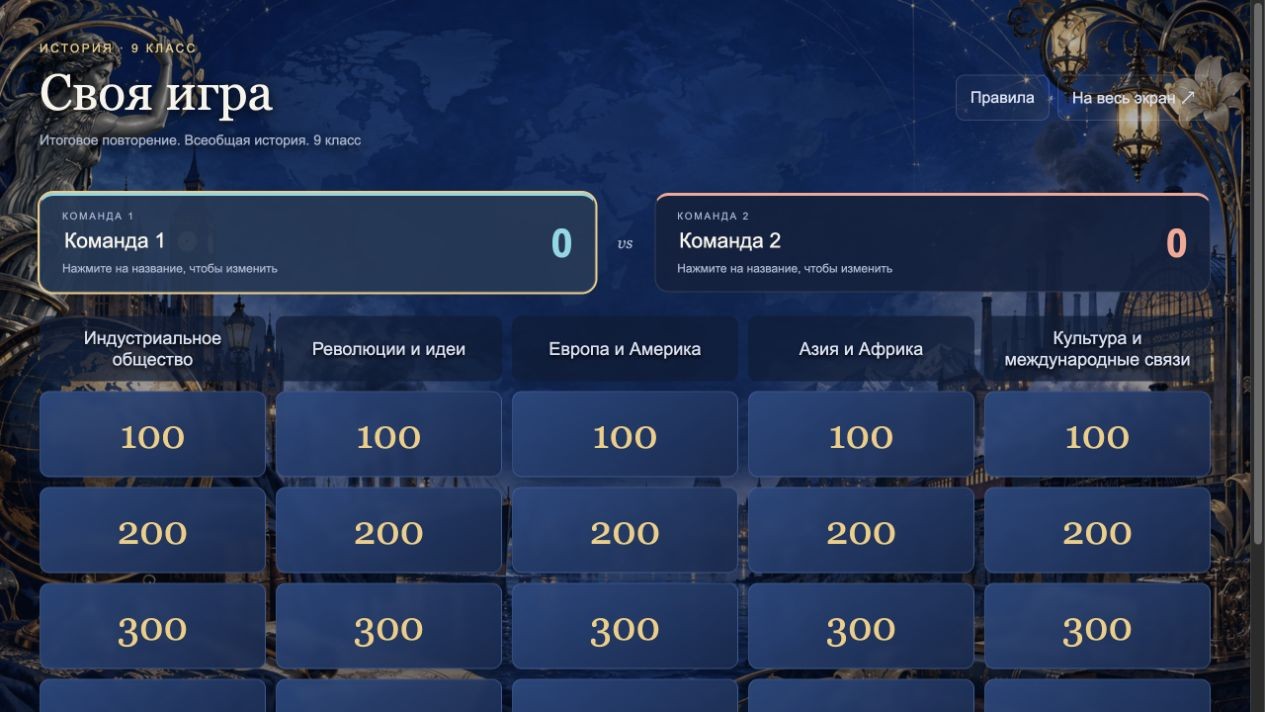 Всеобщая история. 9 класс — своя игра
