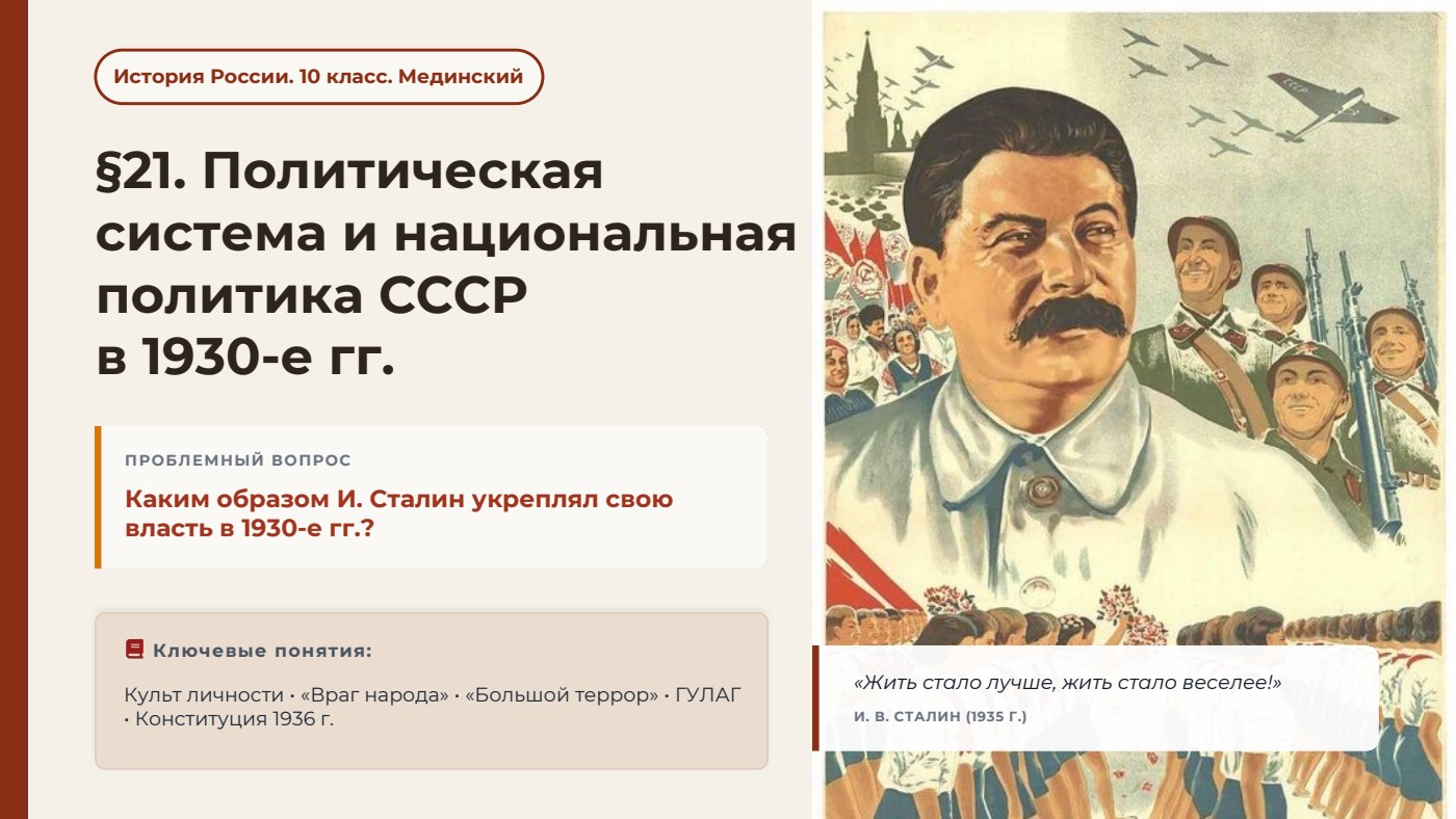 Политическая система и национальная политика СССР в 1930-е гг. — полный комплект