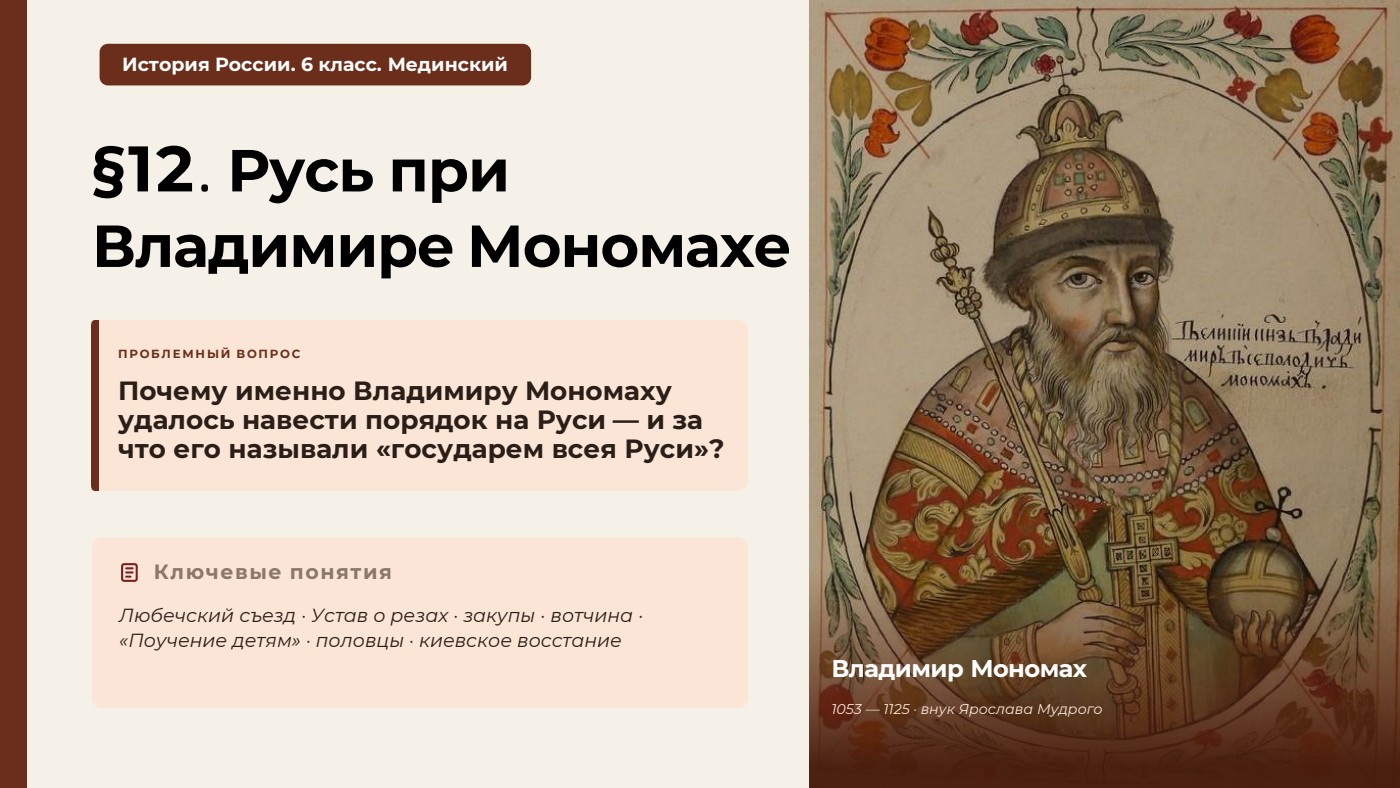 Русь при Владимире Мономахе — полный комплект