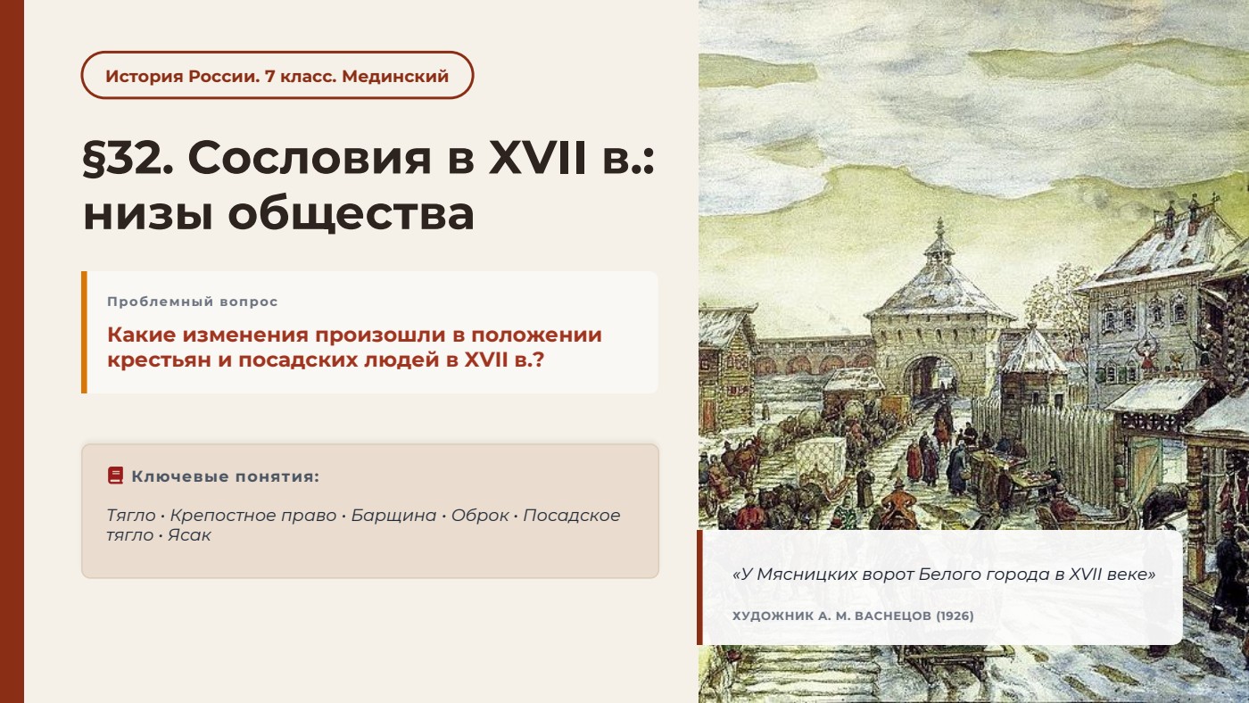 Сословия в XVII в.: низы общества — полный комплект